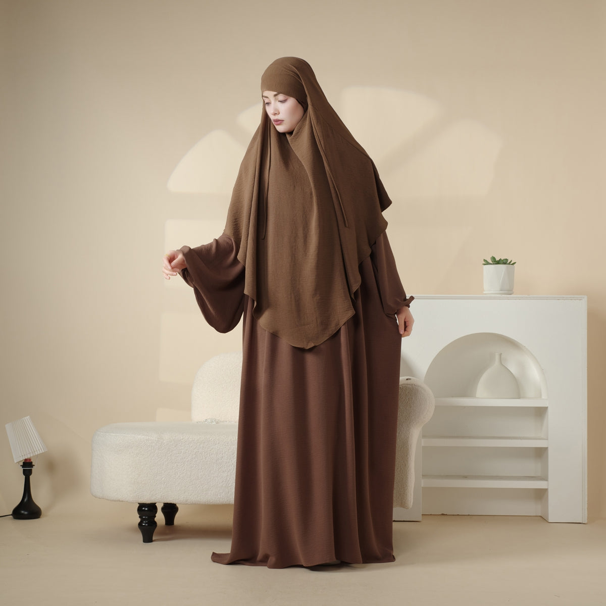 Abaya and Khimar Set Brown