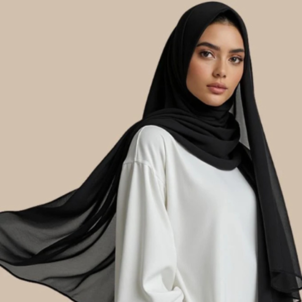 Premium Chiffon Hijab - Black