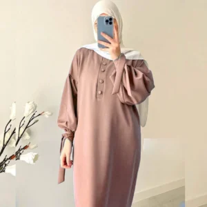 Tahura Balloon Sleeves Abaya Dusty Rose