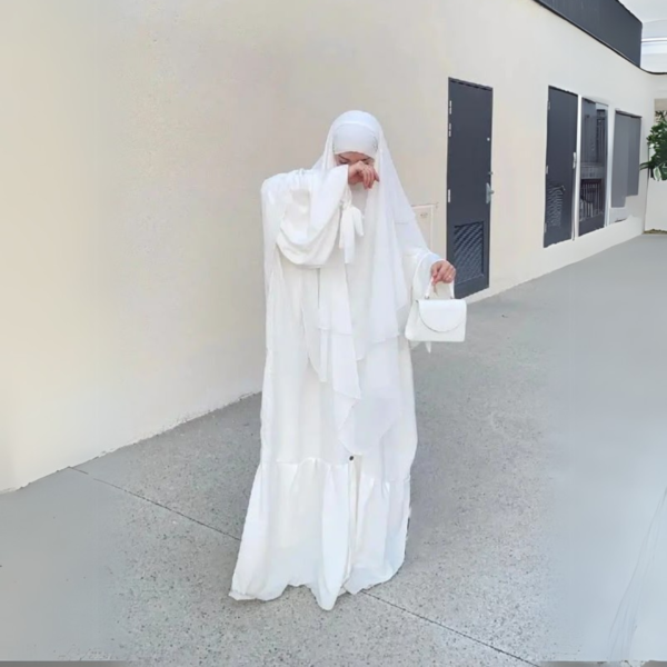 White Abaya and Khimar Set