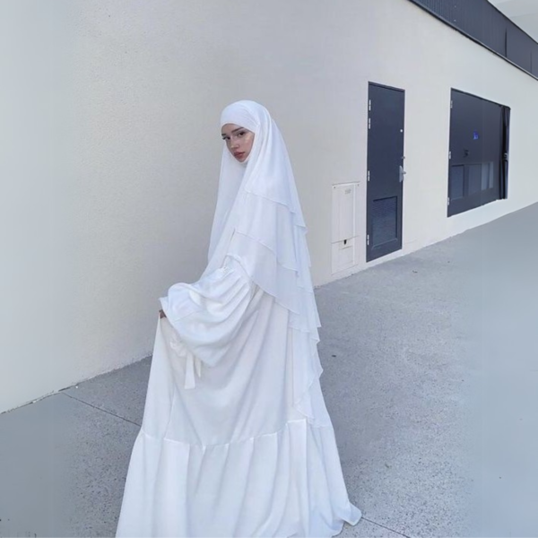 White Abaya and Khimar Set