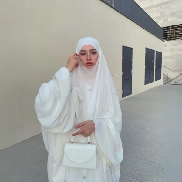 White Abaya and Khimar Set