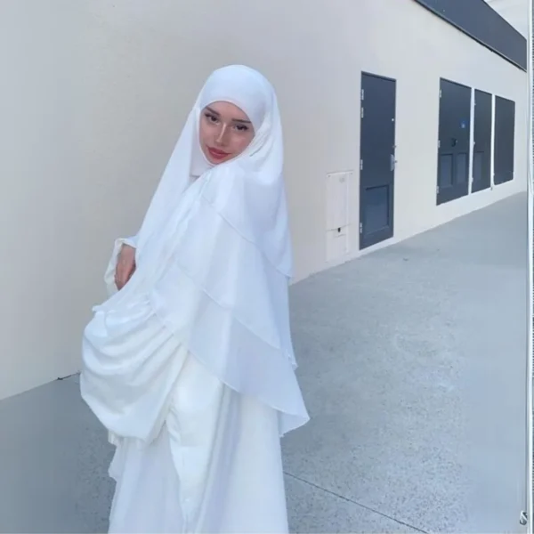 White Abaya and Khimar Set