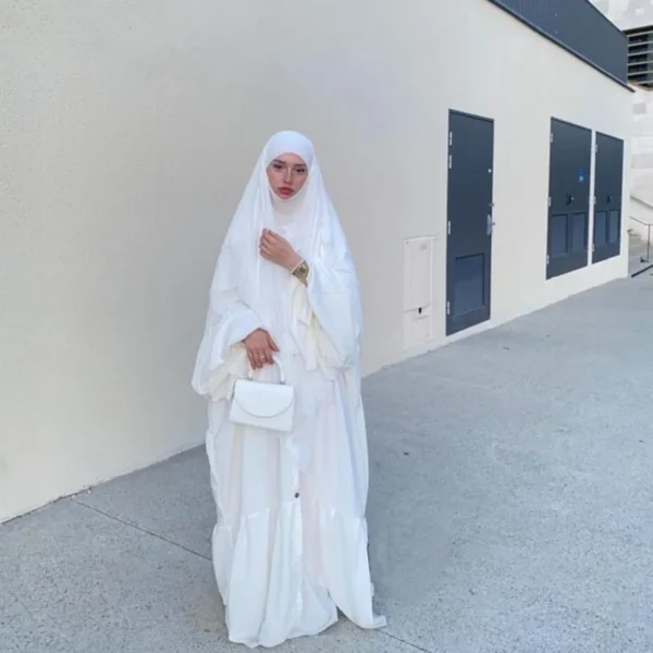 White Abaya and Khimar Set best fabric