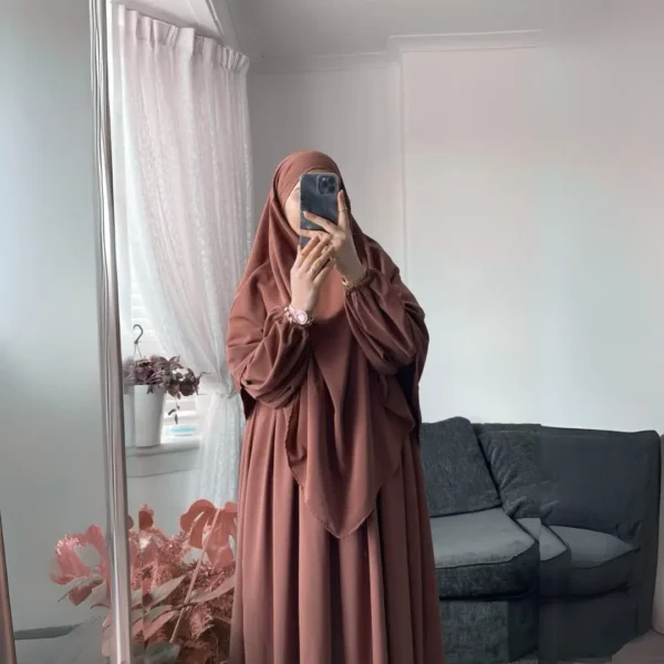 2 piece khimar brown color