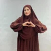 2 piece khimar brown color
