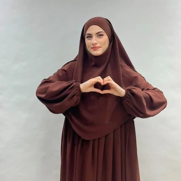 2 piece khimar brown color