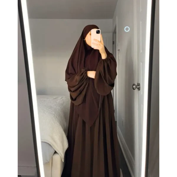 2 piece khimar brown color