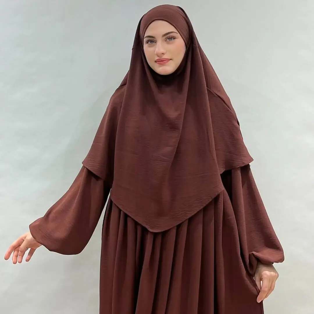 2 piece khimar brown color