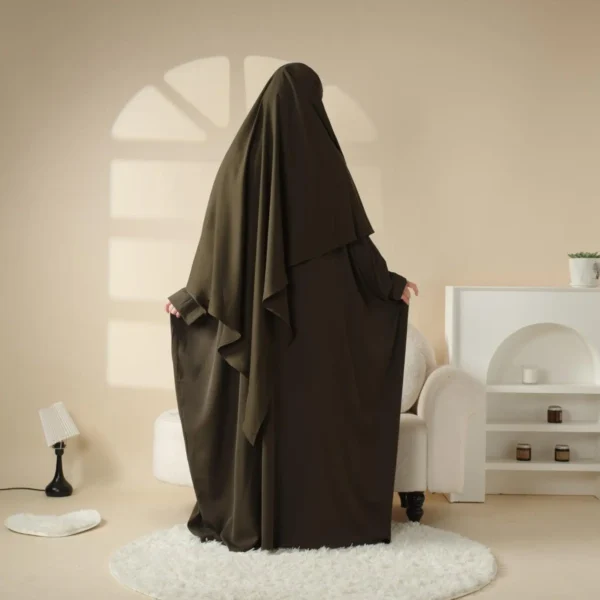 Abaya Khimar Set Dusty Brown color