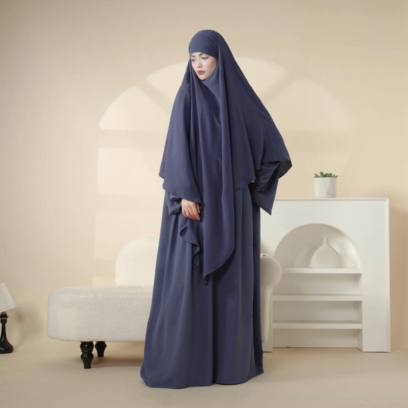 Abaya and khimar set navy blue