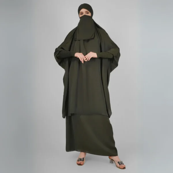 2 Piece Jilbab with skirt Olive