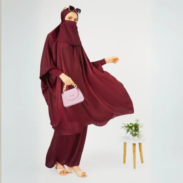 2 Piece Jilbab with skirt mahroon