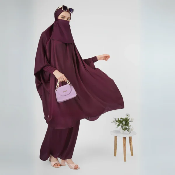 2 Piece Jilbab with skirt wine