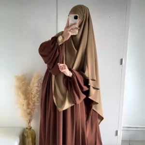 Brown Shade Abaya & Khimar Set