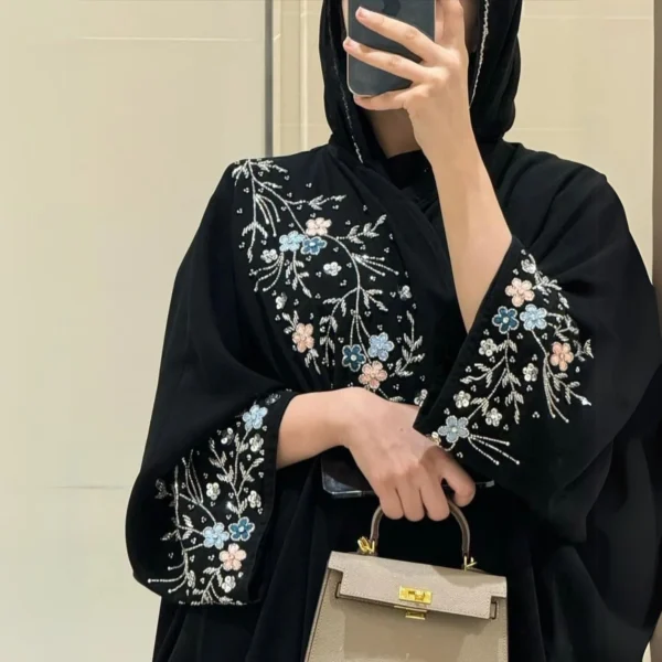 Gorgeous hand embroidery handwork and resham work design abaya