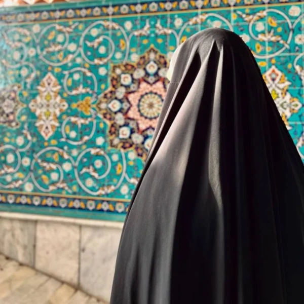 Irani Rida (Without Sleeves) - Firdaus Matte Finish Pure Black Fabric