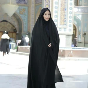 Irani Rida (Without Sleeves) - Firdaus Matte Finish Pure Black Fabric