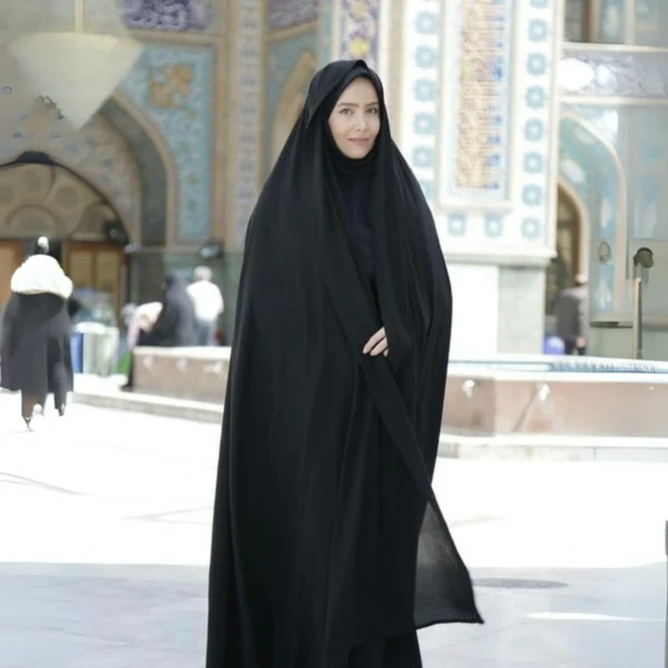 Irani Rida (Without Sleeves) - Firdaus Matte Finish Pure Black Fabric