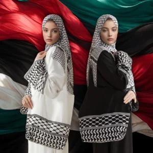 Palestinian Keffiyeh-Inspired Abaya with Matching Crossbody Bag Keffiyeh Abaya by Bismillah Kreation